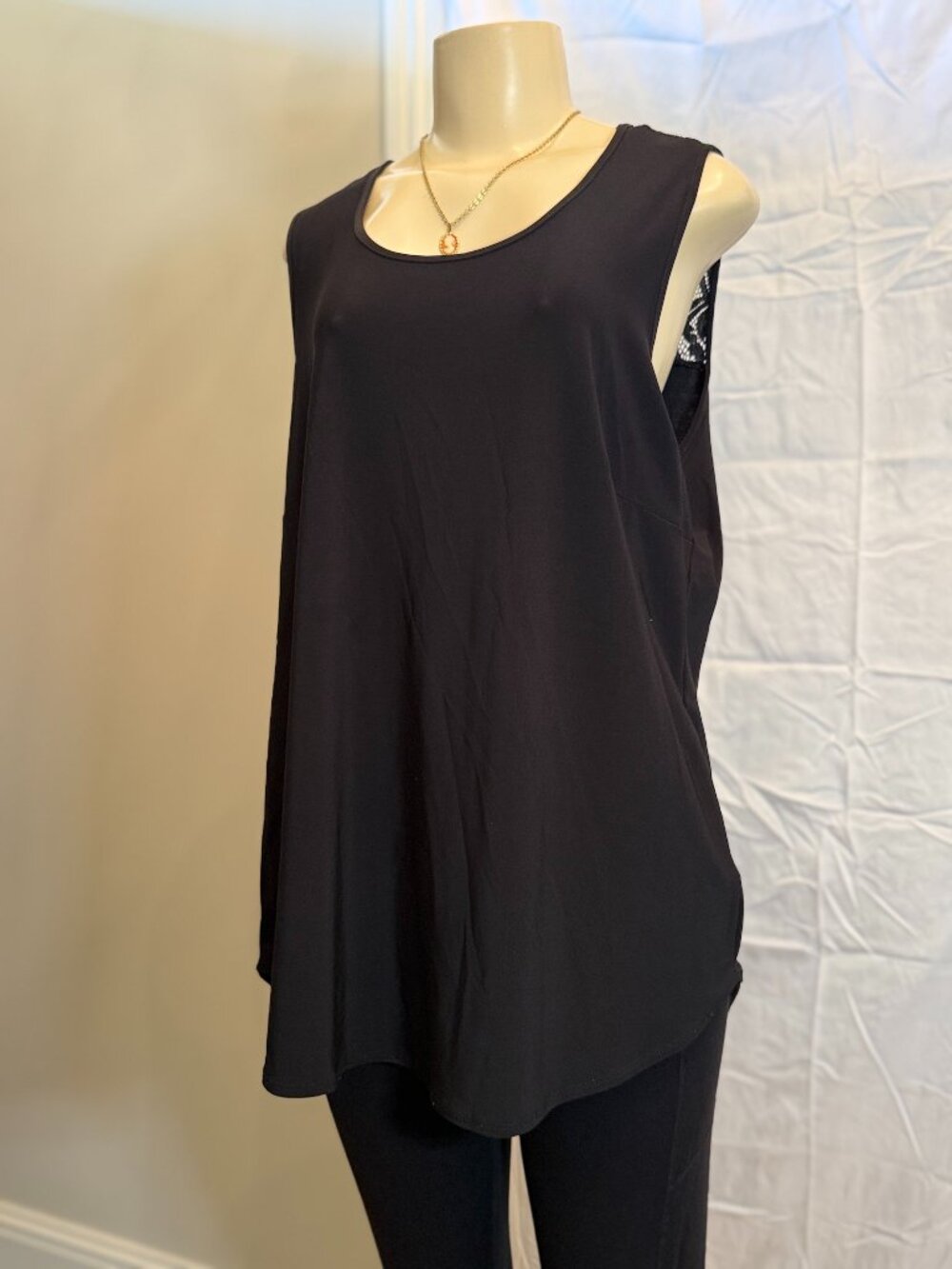 Maurices Black Sleeveless Blouse w/ Back shoulder lace Women's 14/16. Like New!